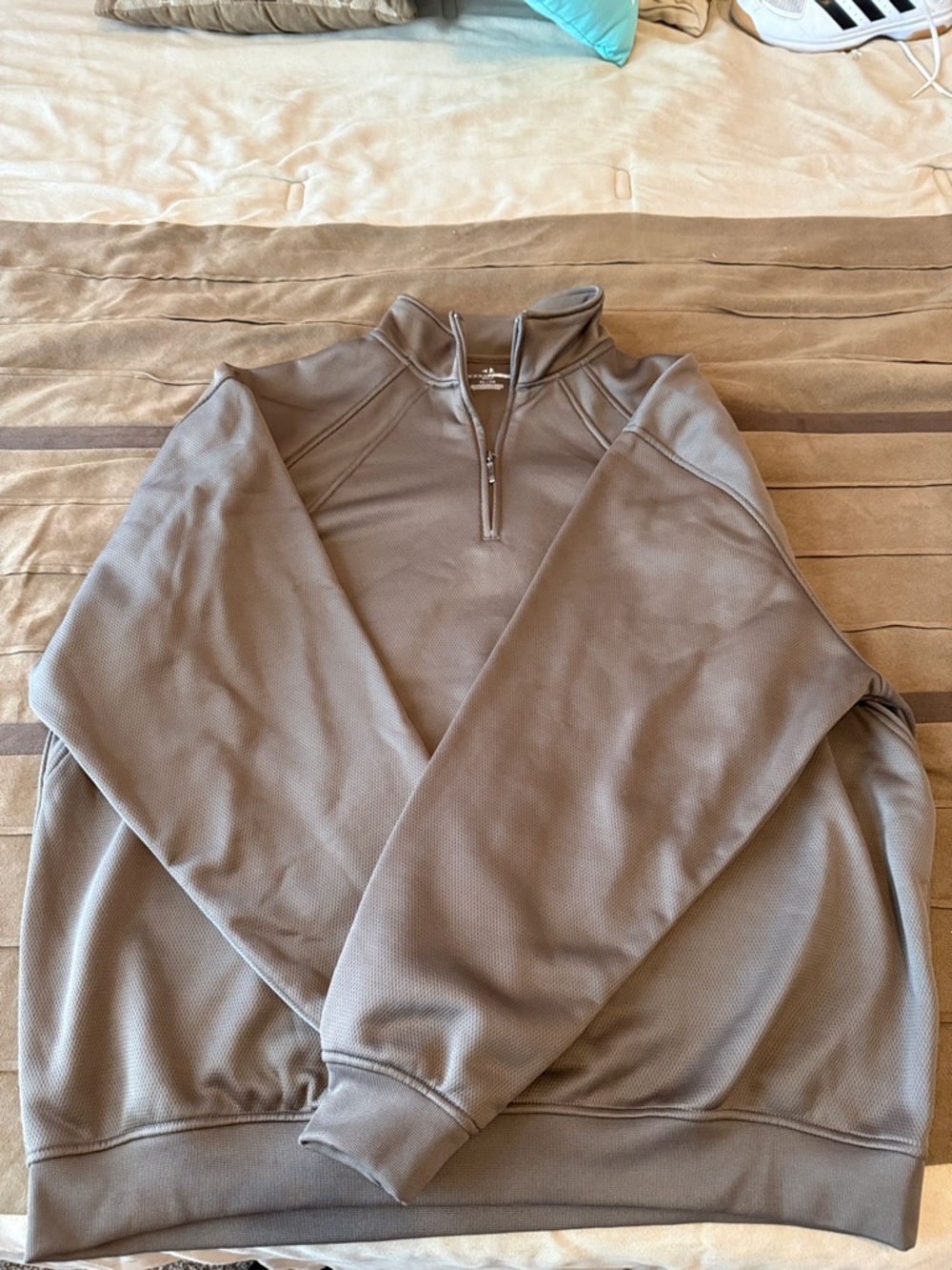 Grand Slam Golf Men's Zip-Up Pullover Sweater in Taupe